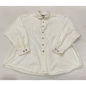 Vtg Frontier Classics Shirt Mens 2XL Off-White Long Sleeve Cotton Western Cowboy